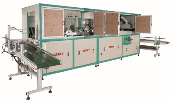 طاسة بلاستيكية مستديرة متعددة الألوان آلة طباعة الشاشة الآلية بالكامل 18 قطعة / دقيقة